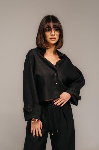 Women's linen shirt Hilda Black