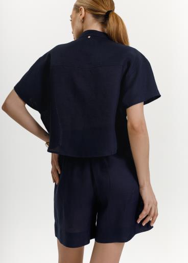 Сорочка жіноча лляна Aura Navy20