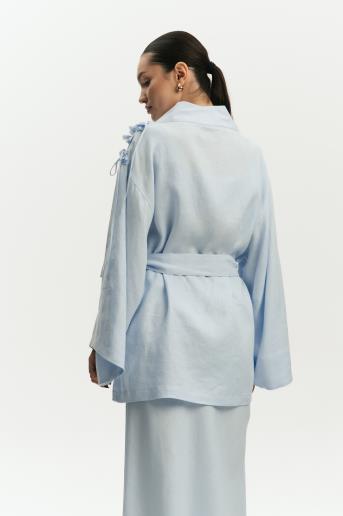 Лляний жіночий жакет кімоно Esther Light Blue30