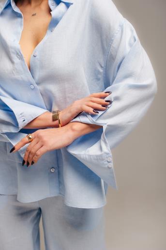 Women's linen shirt Brigitte Light Blue20