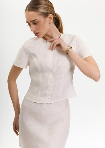 Carol Crem linen blouse
