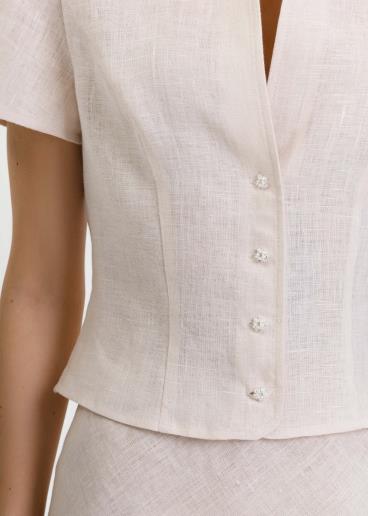 Carol Crem linen blouse30