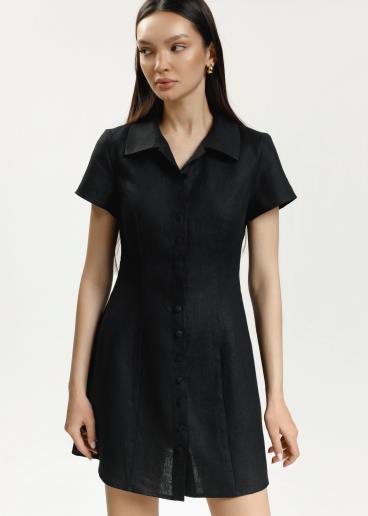 Jordin Black Linen Dress30