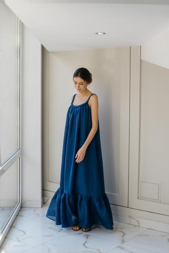 Лляна сукня максі Ursule Seawave Blue