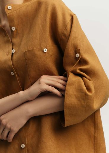 Women's linen shirt Francine Bronze30