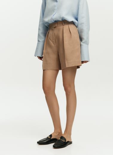 Women's linen shorts Yvette Mocha40