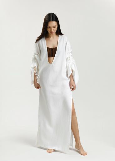Льняное длинное платье Lilit White20
