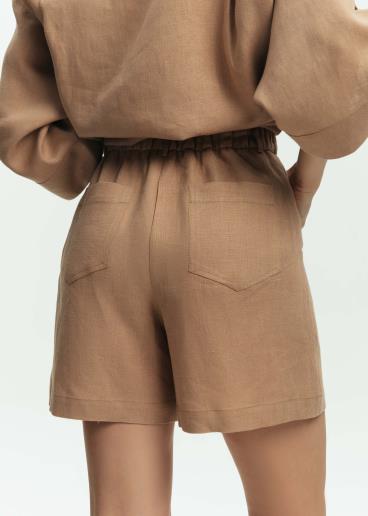 Women's linen shorts Bessie Mocha40