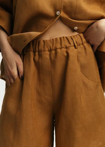 Women's linen shorts Bessie Bronze30