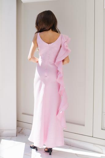 Linen dress with ruffle Rosette Pink30