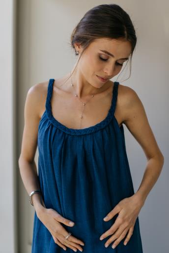 Linen maxi dress Ursule Seawave Blue50