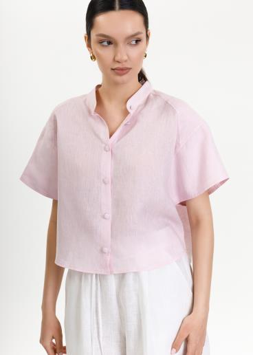 Women's linen shirt Aura Pink Melange20