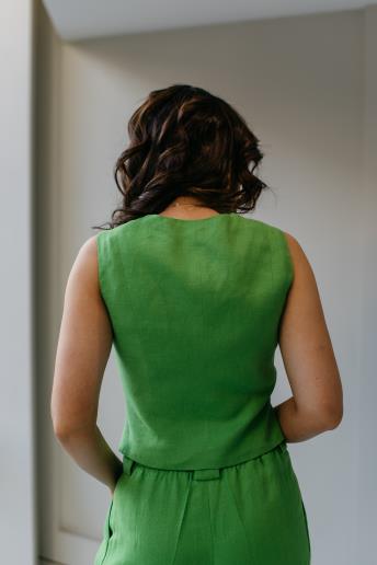 Women's linen vest Basile Green30