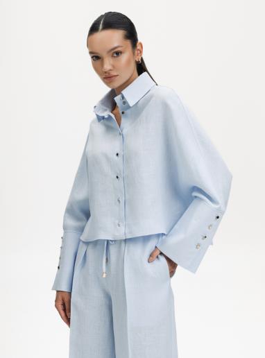 Women's linen shirt Hilda Light Blue20